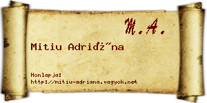 Mitiu Adriána névjegykártya